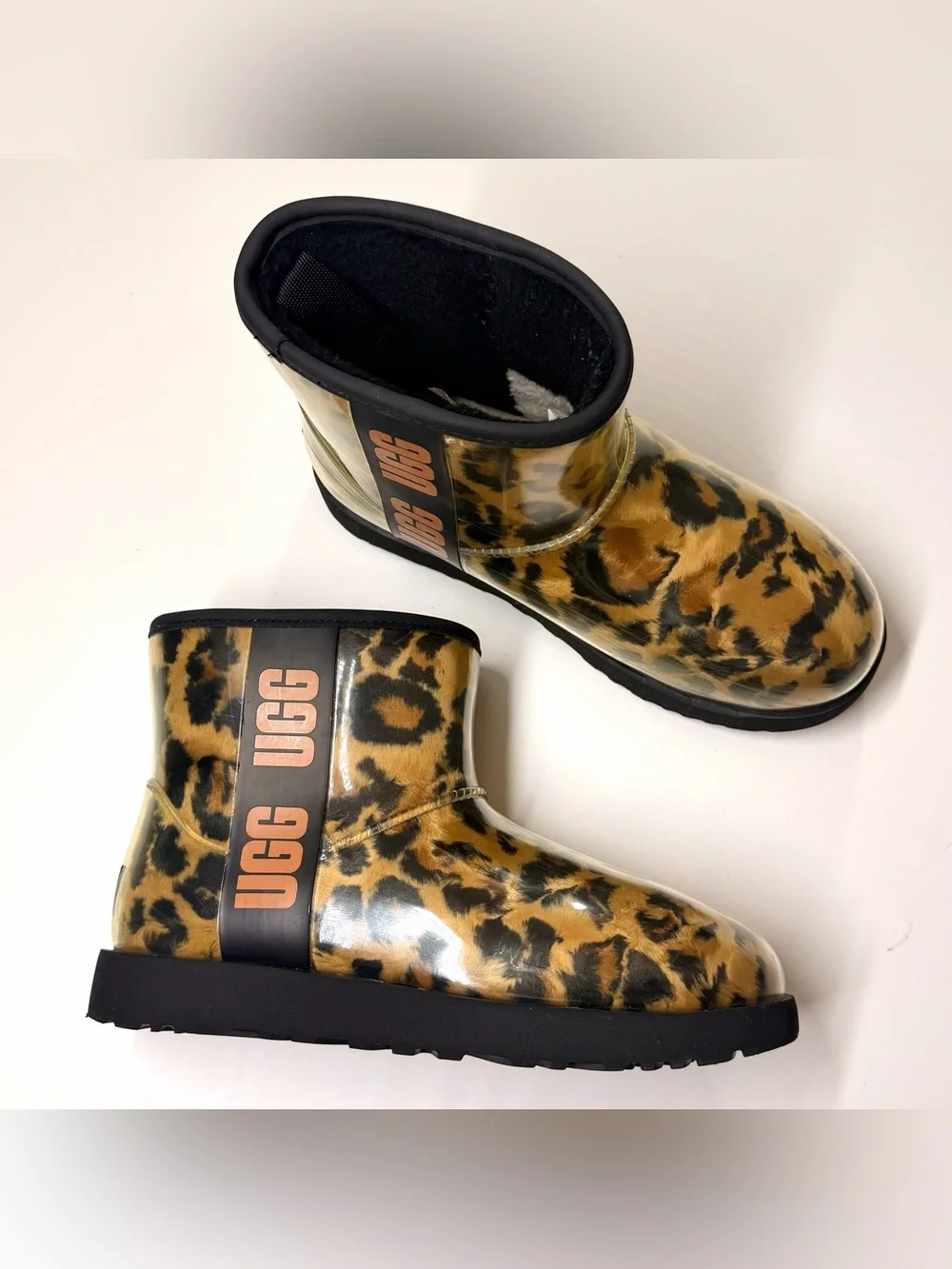 UGG Women's Classic Clear Mini Waterproof Animal Print Boots Size- 8